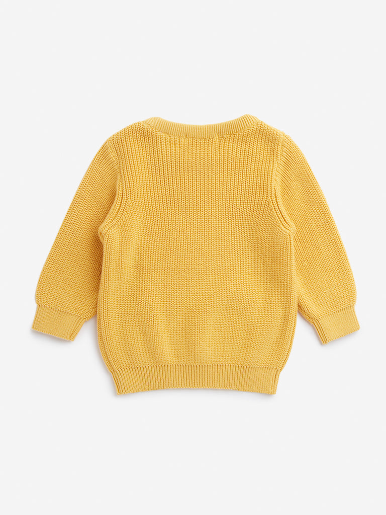 HOP Baby Yellow Animal Applique Knitted Cotton Sweater