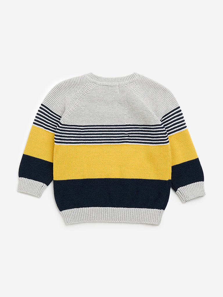 HOP Baby Yellow Striped Cotton Sweater