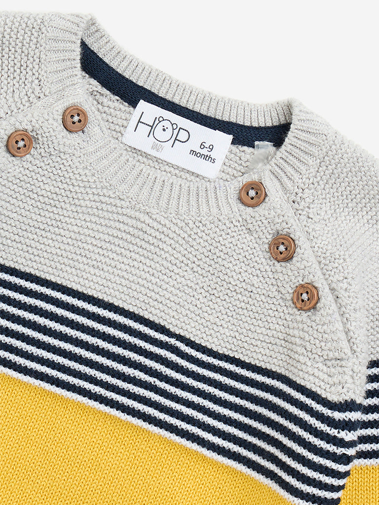 HOP Baby Yellow Striped Cotton Sweater