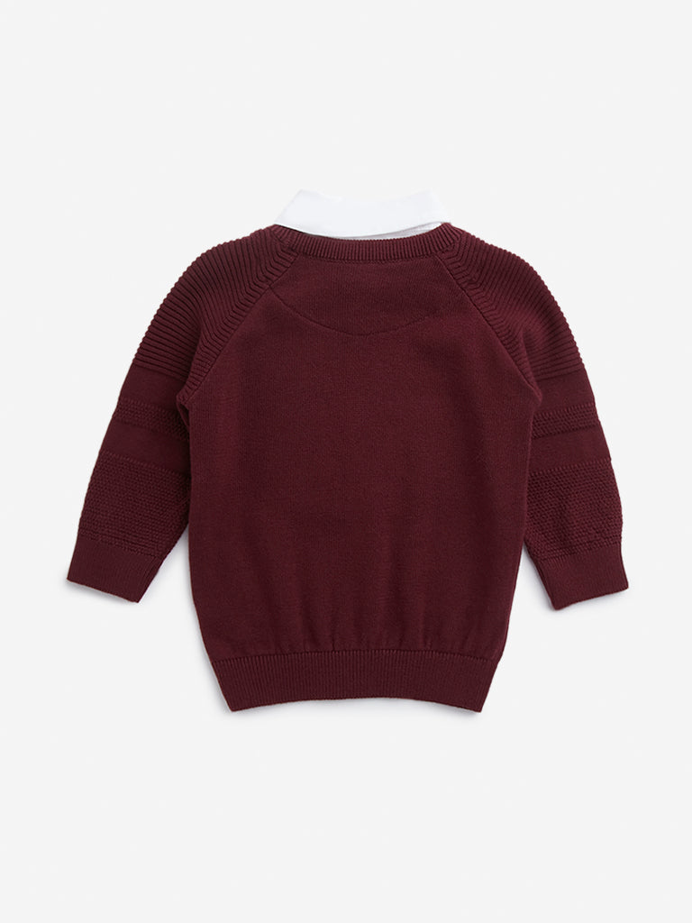 HOP Baby Maroon Cotton Sweater