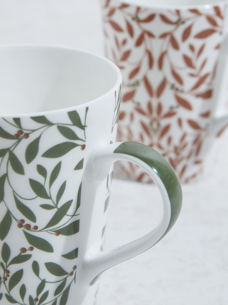 Westside Home Multicolour Leaf Design Devonia Mugs (Set of 2)