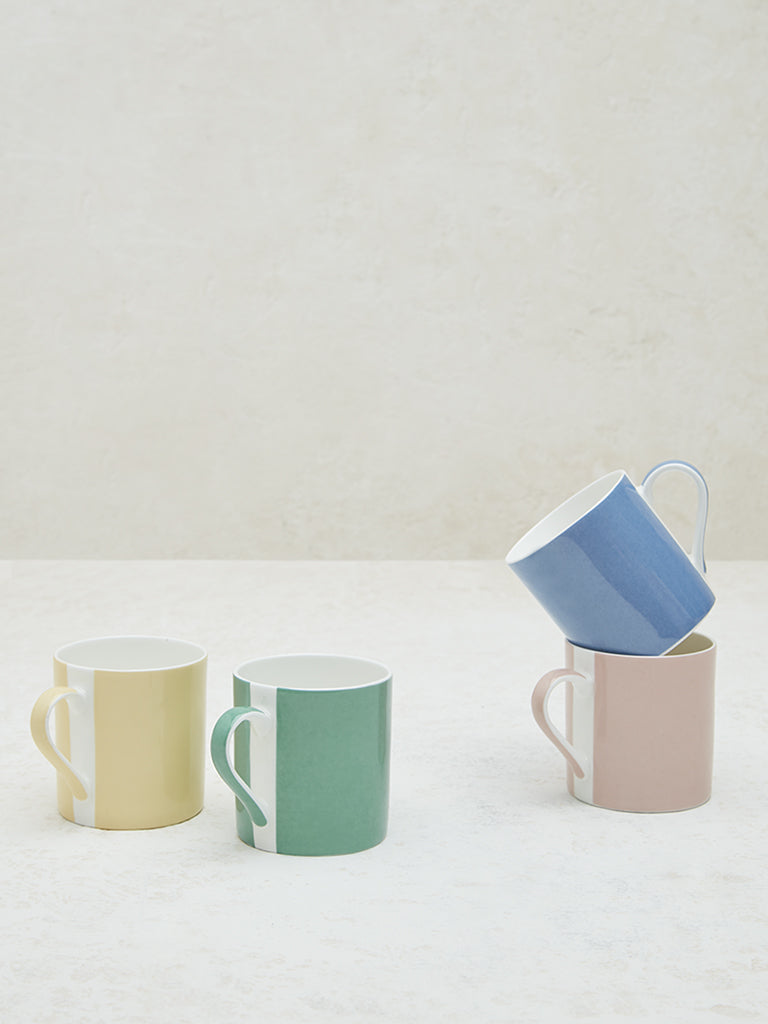 Westside Home Multicolour Solid Mugs (Set of 4)