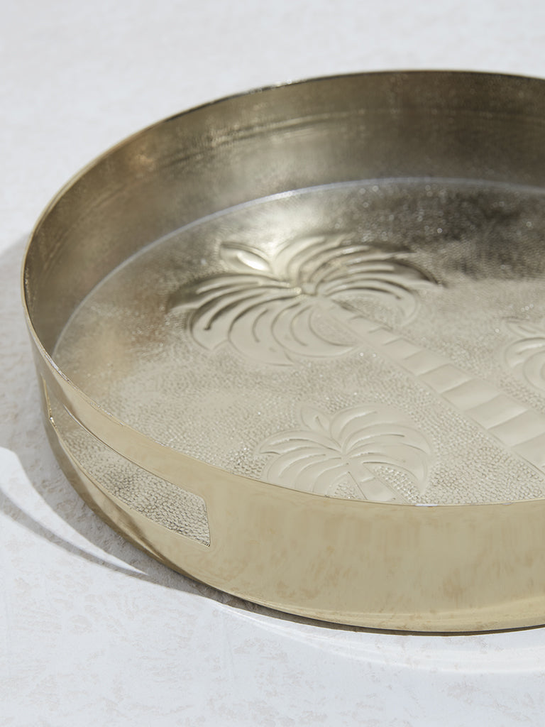 Westside Home Dull Gold Etched Metal Serving Tray