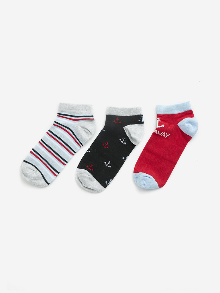 Y&F Kids Multicolour Nautical Printed Socks - Pack of 3