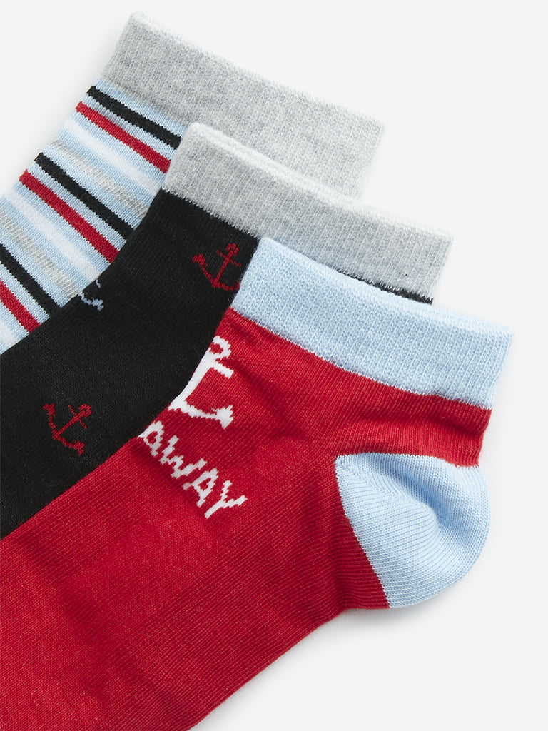 Y&F Kids Multicolour Nautical Printed Socks - Pack of 3