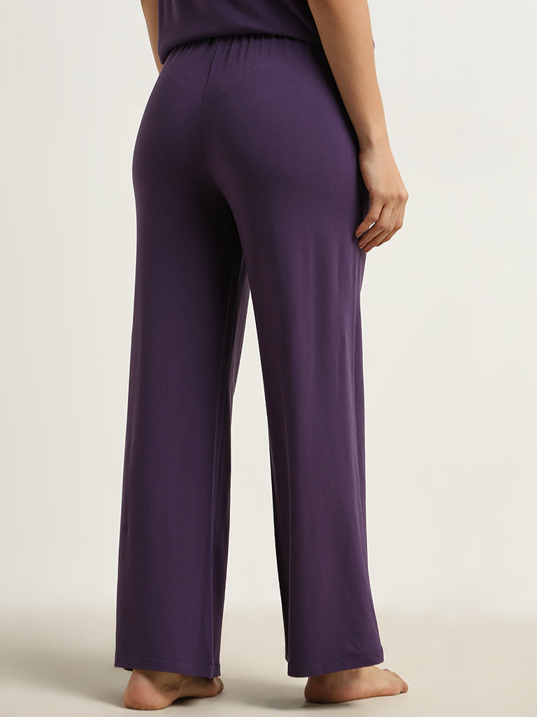 Wunderlove Violet Solid High-Rise Pants