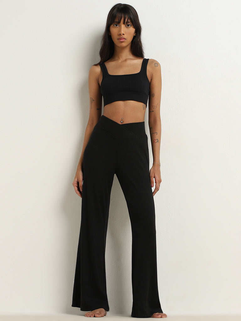 Buy Superstar Black Criss-Cross Waist High-Rise Pants from Westside