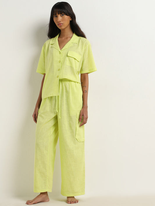 Superstar Lime High-Rise Cargo-Style Cotton Pants