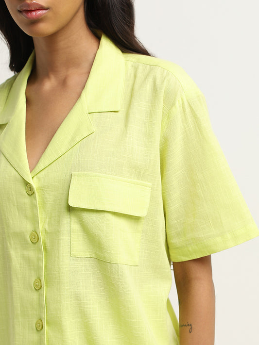 Superstar Lime Solid Cotton Shirt