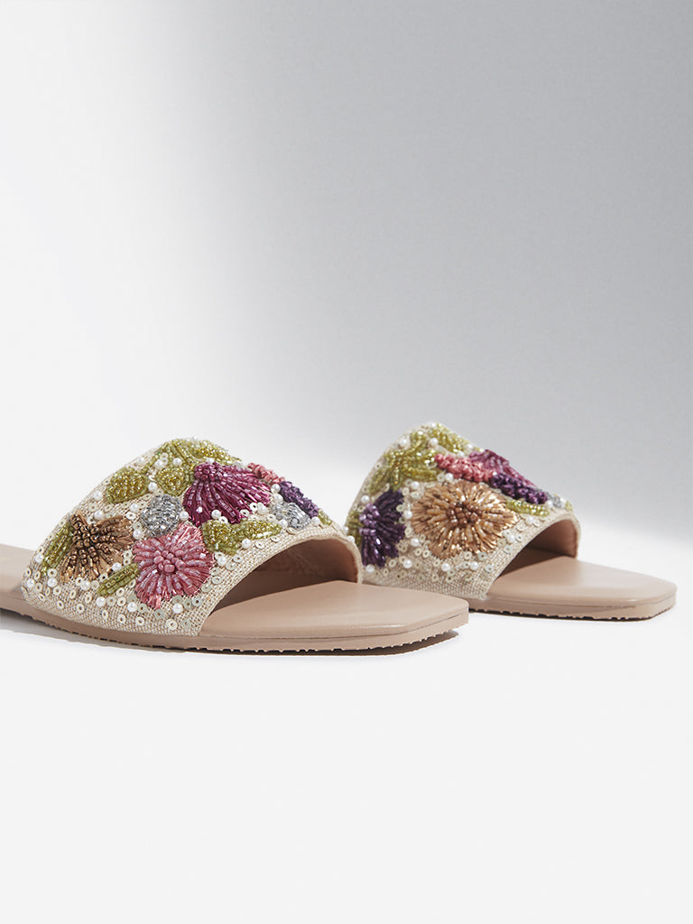 LUNA BLU Multicolour Embellished Slides