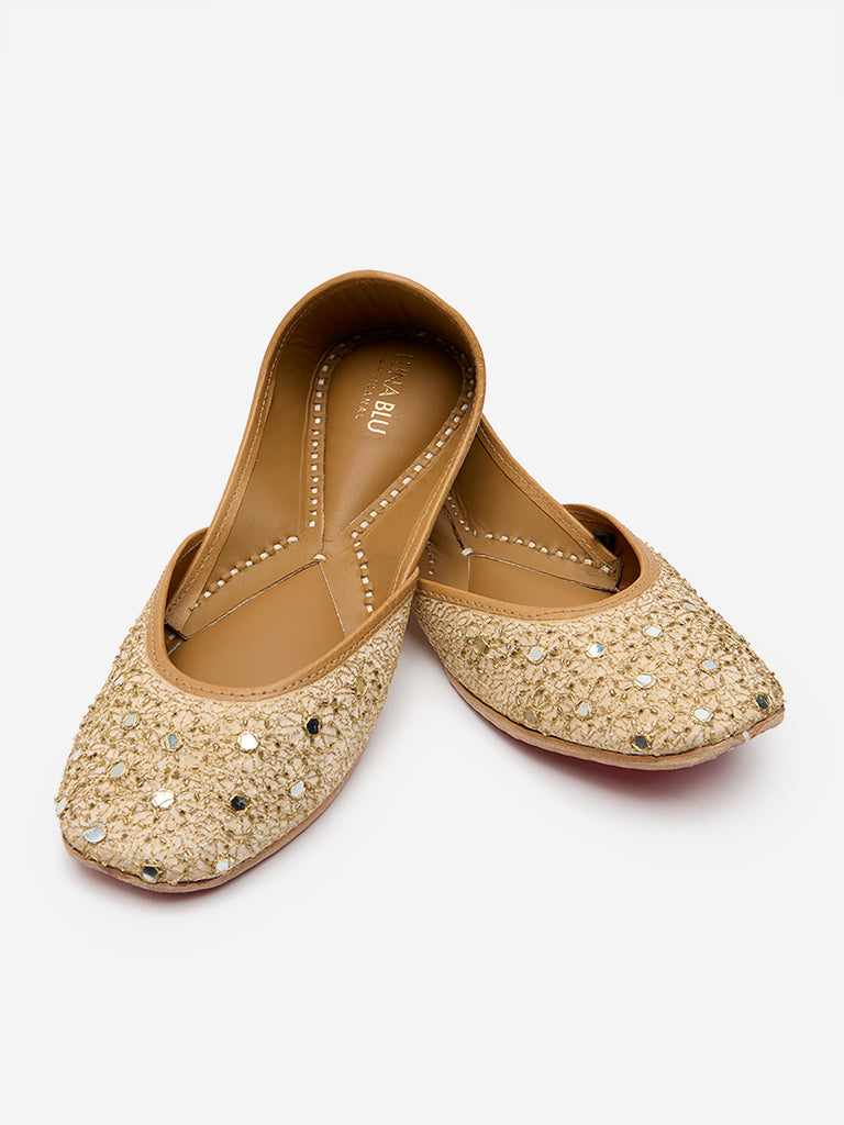 LUNA BLU Gold Mirror-Detailed Juttis