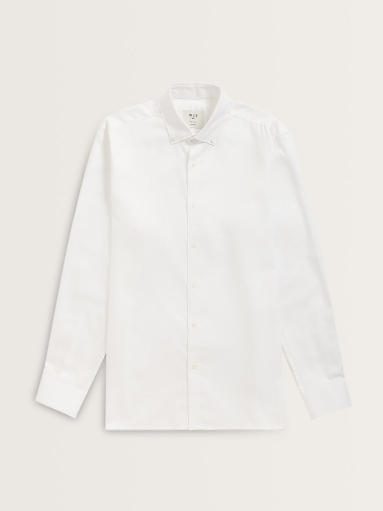 WES Formals White Slim-Fit Cotton Shirt