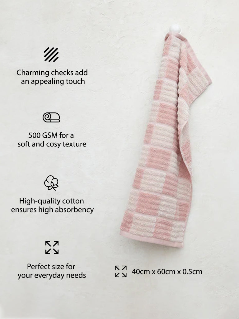 Westside Home Pink Checkered Design Hand Towel