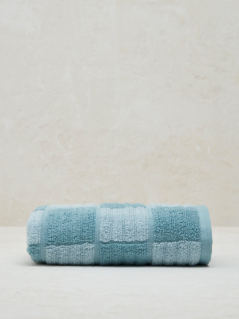 Westside Home Dusty Blue Checkered Design Hand Towel