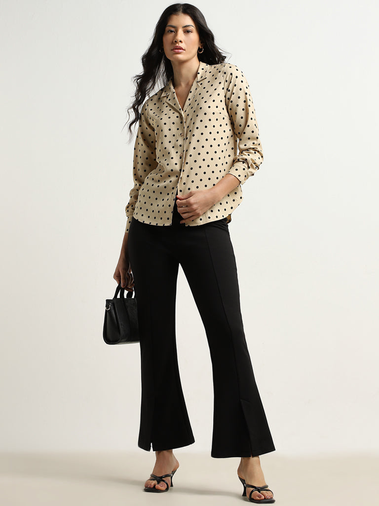 Wardrobe Beige Polka Dot Design Shirt