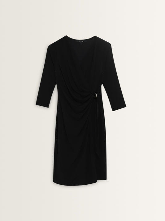 Wardrobe Black Ruched-Detailed Wrap Dress