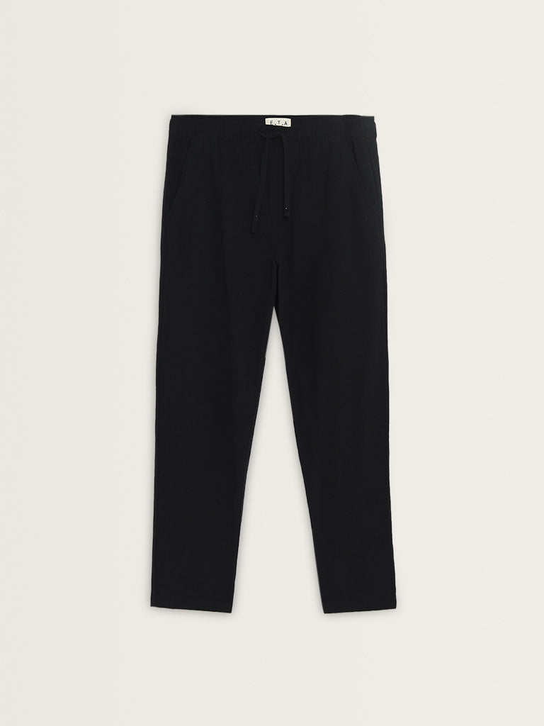 ETA Black Relaxed-Fit Mid-Rise Cotton Blend Chinos