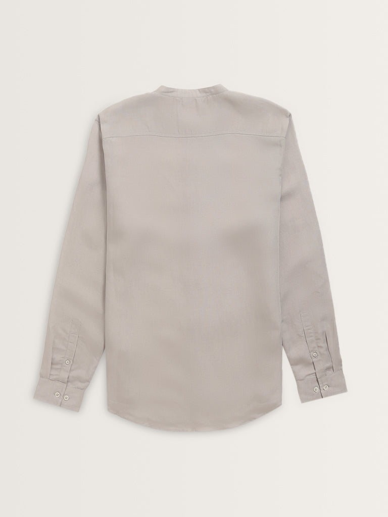 ETA Light Grey Solid Resort-Fit Shirt