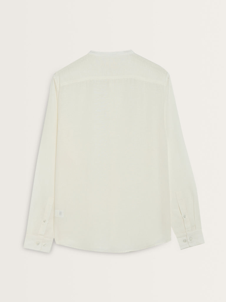 ETA White Solid Resort-Fit Cotton Shirt