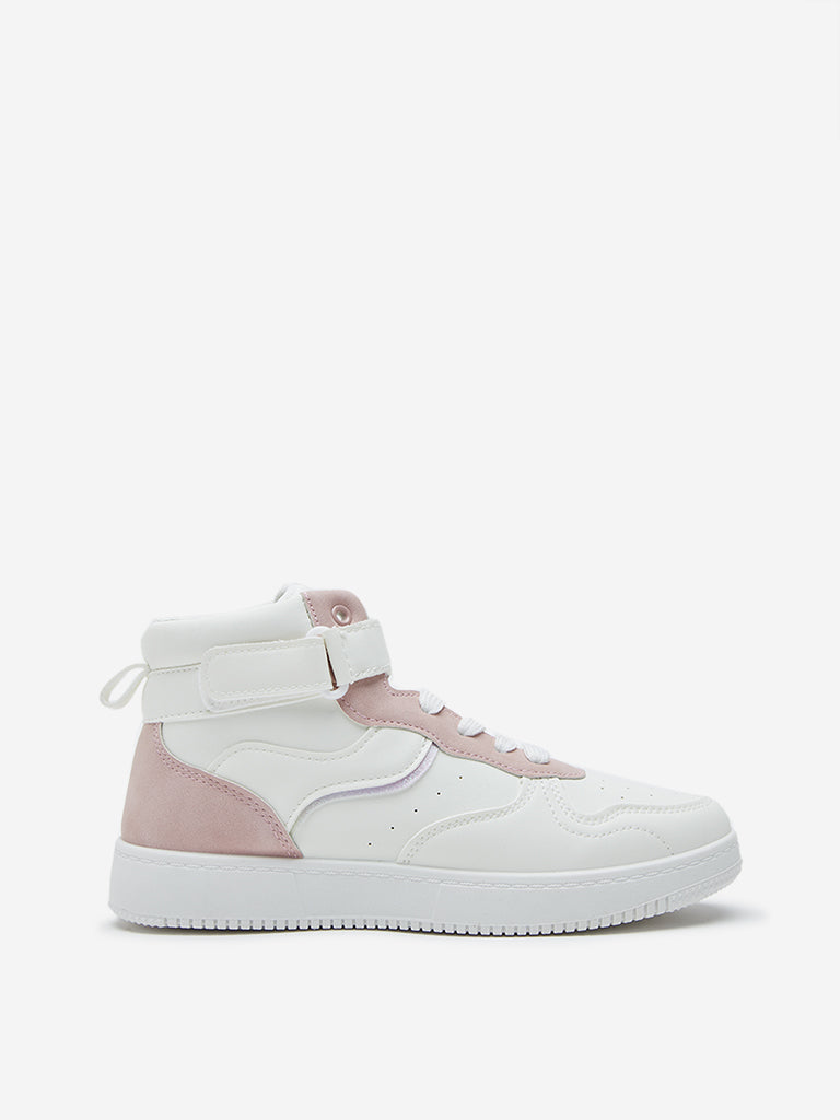 Yellow Light Pink Colour-Blocked Design High-Top Boots