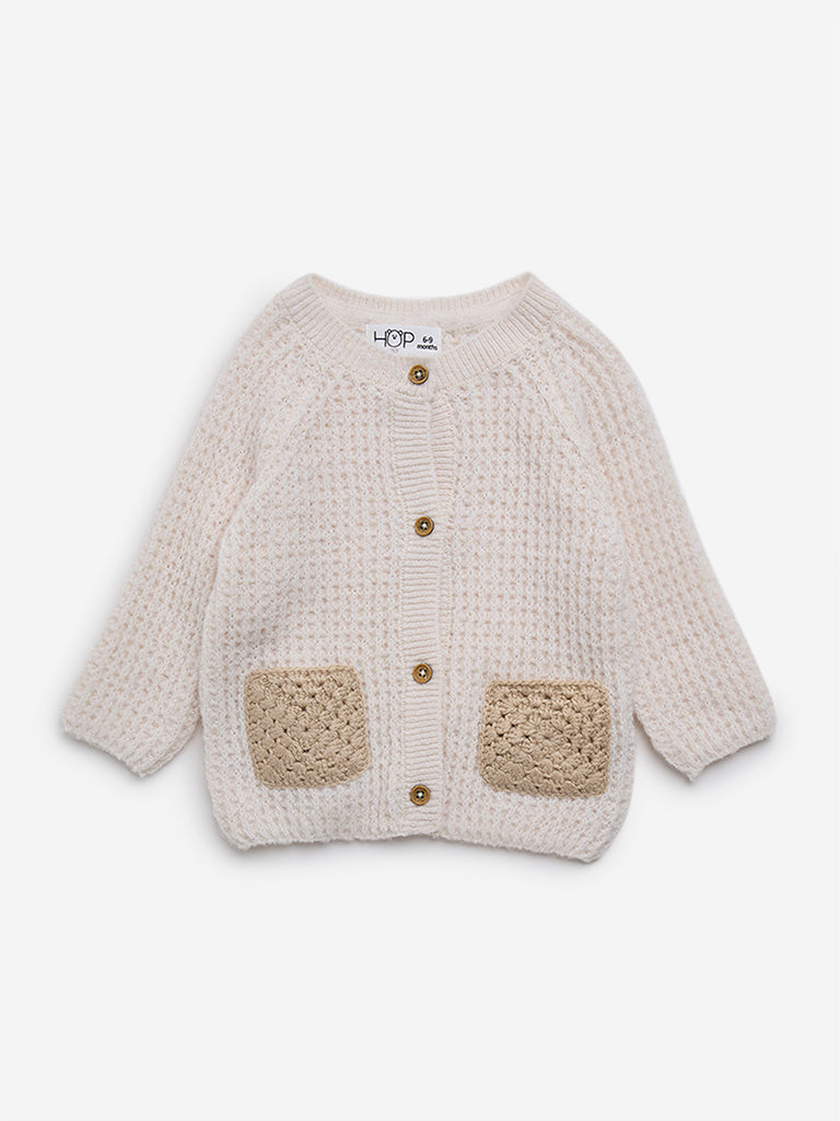 HOP Baby Beige Waffle-Textured Sweater