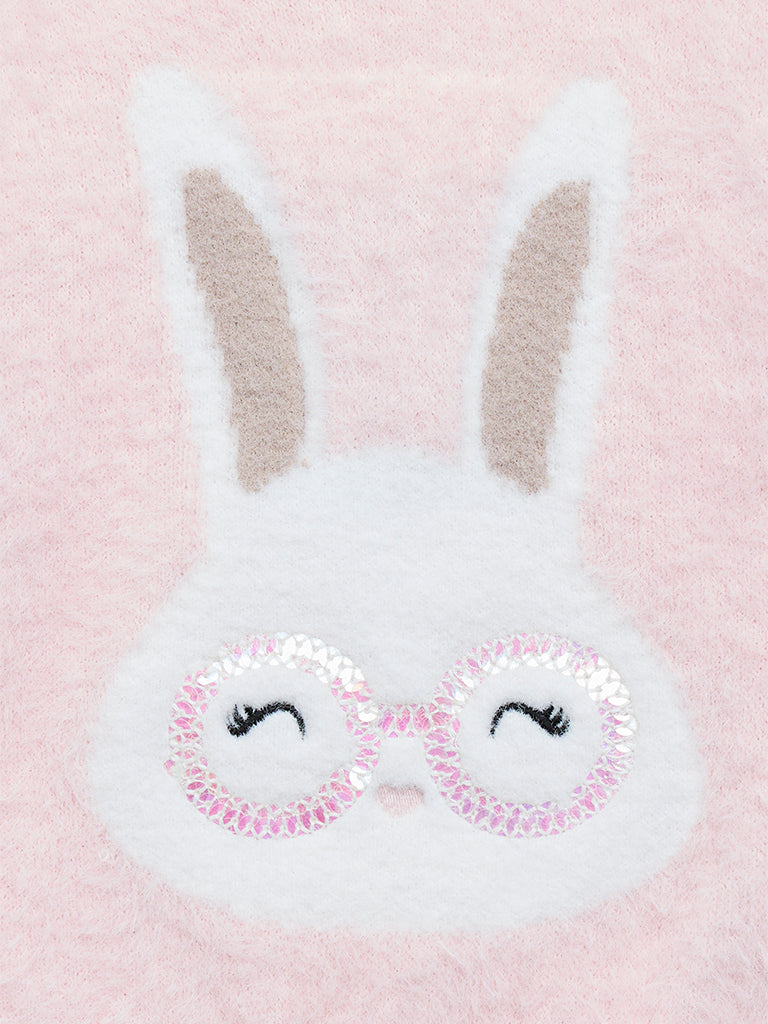 HOP Baby Pink Bunny Design Sweater