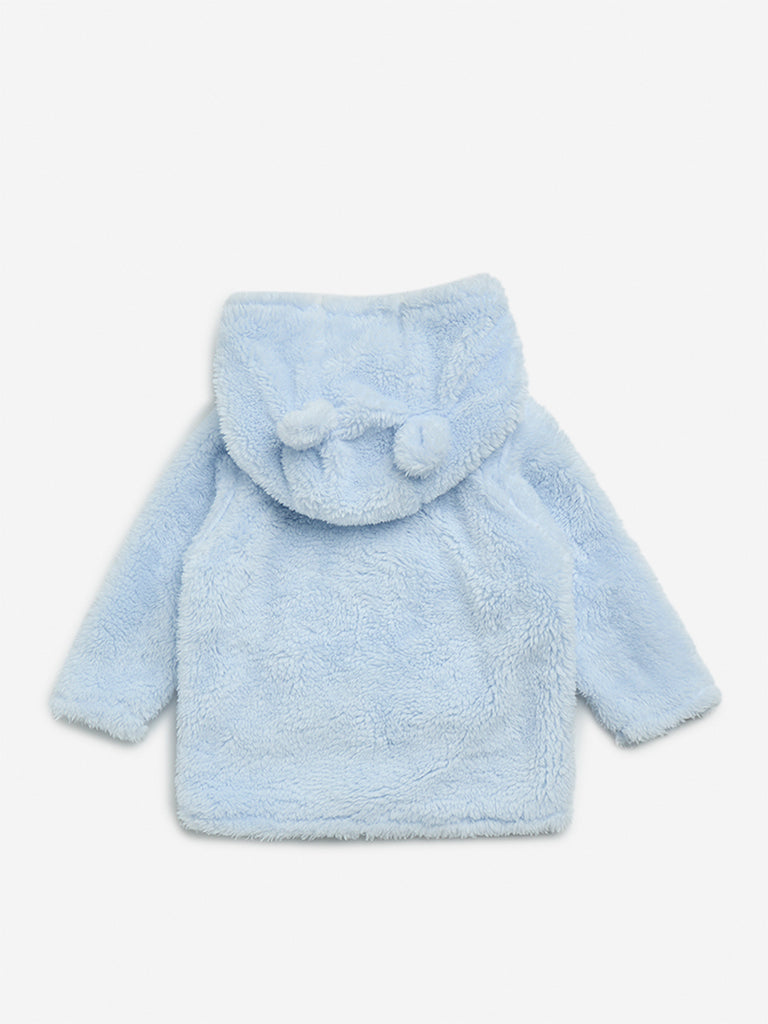 HOP Baby Blue Faux-Fur Hooded Cardigan