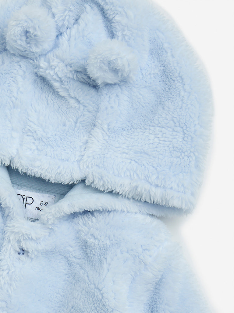 HOP Baby Blue Faux-Fur Hooded Cardigan