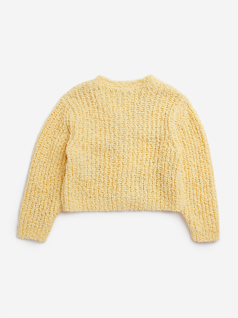 HOP Kids Yellow Textured Cardigan