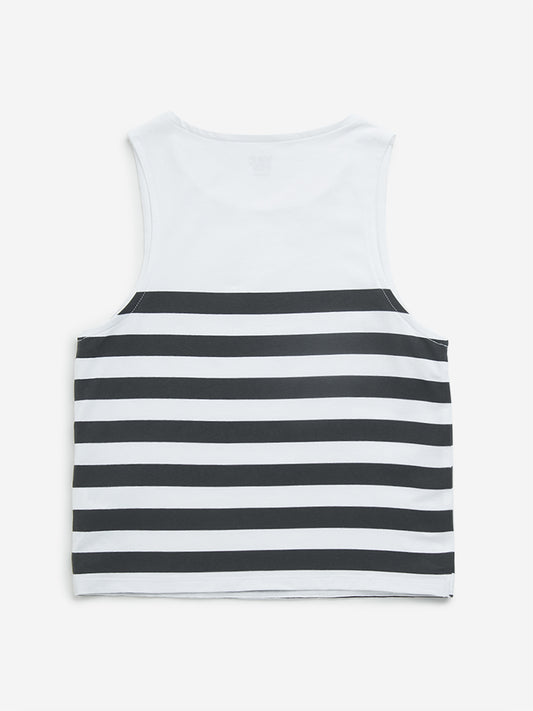 Y&F Kids Black Striped Cotton T-Shirt