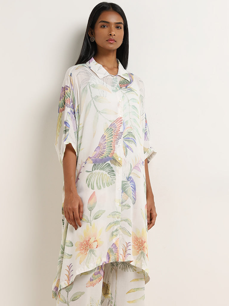 Utsa Multicolour Foliage Design High-Low Kurta