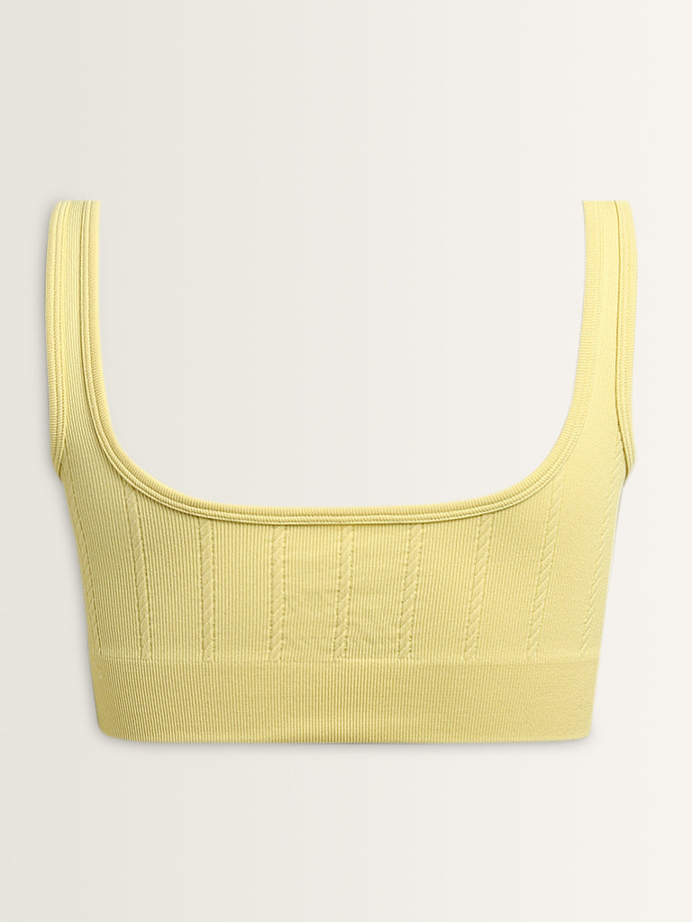 Superstar Light Yellow Ribbed Seam-Free Invisible Bra