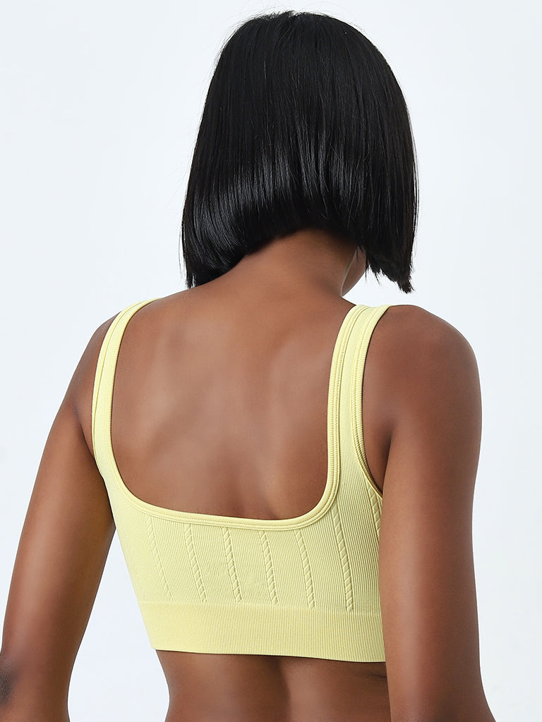 Superstar Light Yellow Ribbed Seam-Free Invisible Bra