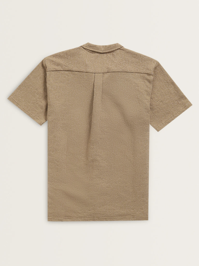 ETA Dark Taupe Textured Relaxed Fit Shirt