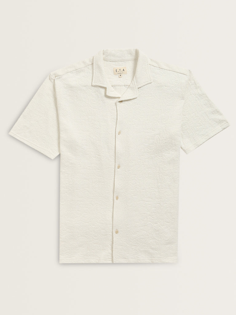 ETA White Textured Relaxed Fit Shirt