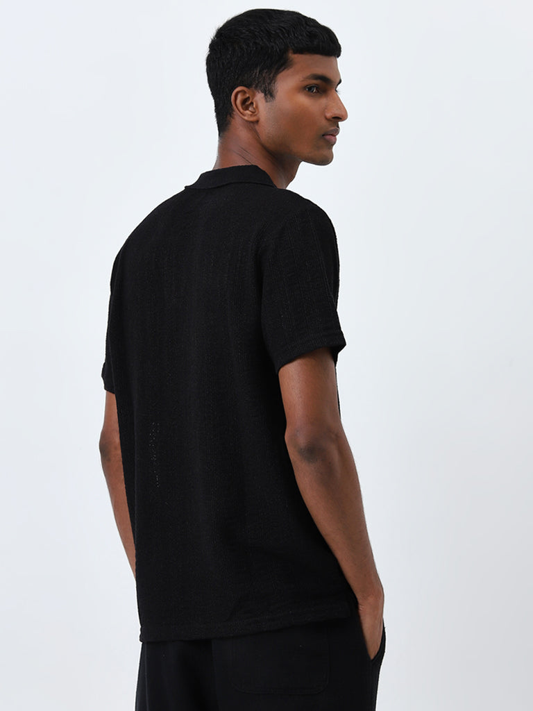 ETA Black Knitted Relaxed-Fit T-Shirt