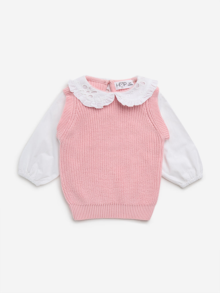 HOP Baby Pink Knitted Cotton Sweater