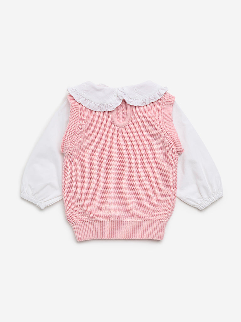 HOP Baby Pink Knitted Cotton Sweater