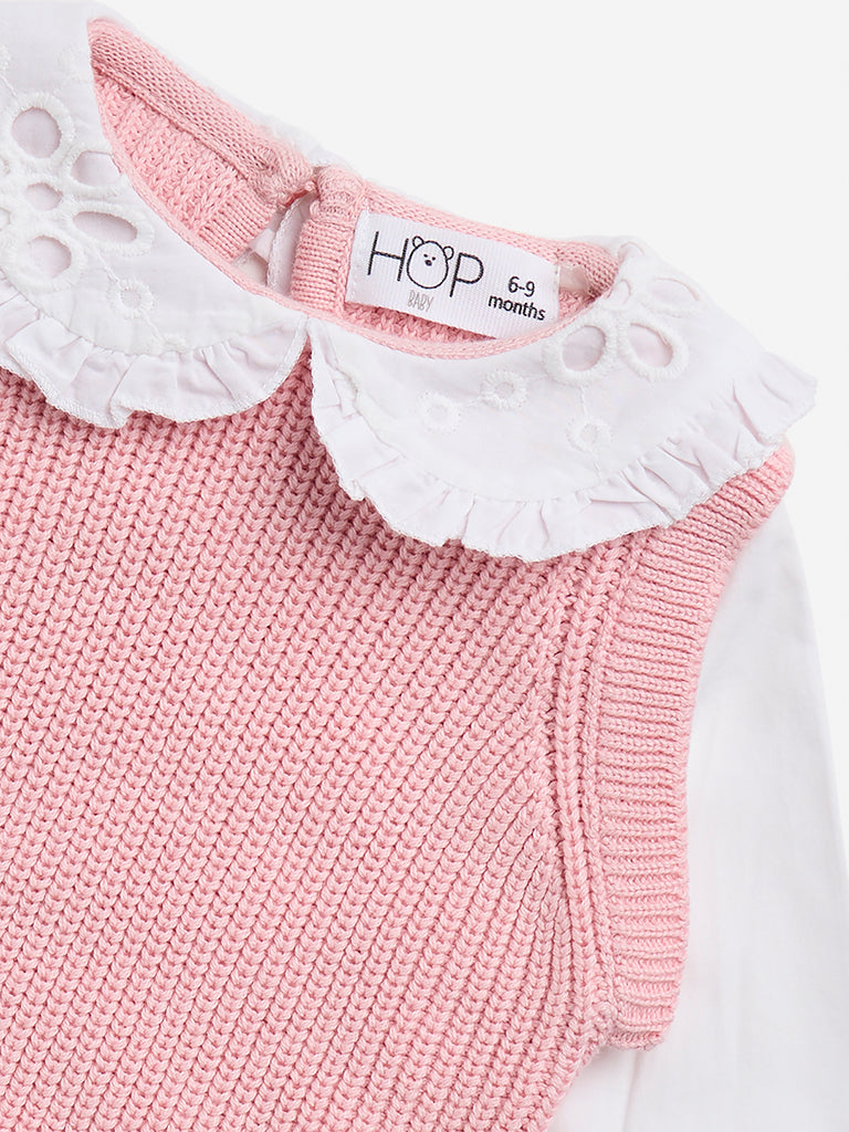 HOP Baby Pink Knitted Cotton Sweater