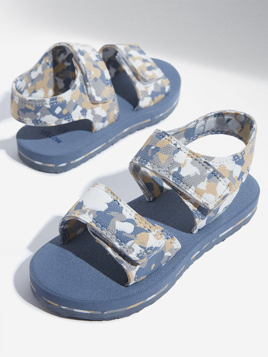 Yellow Blue Camouflage Design Dual Band Sandals