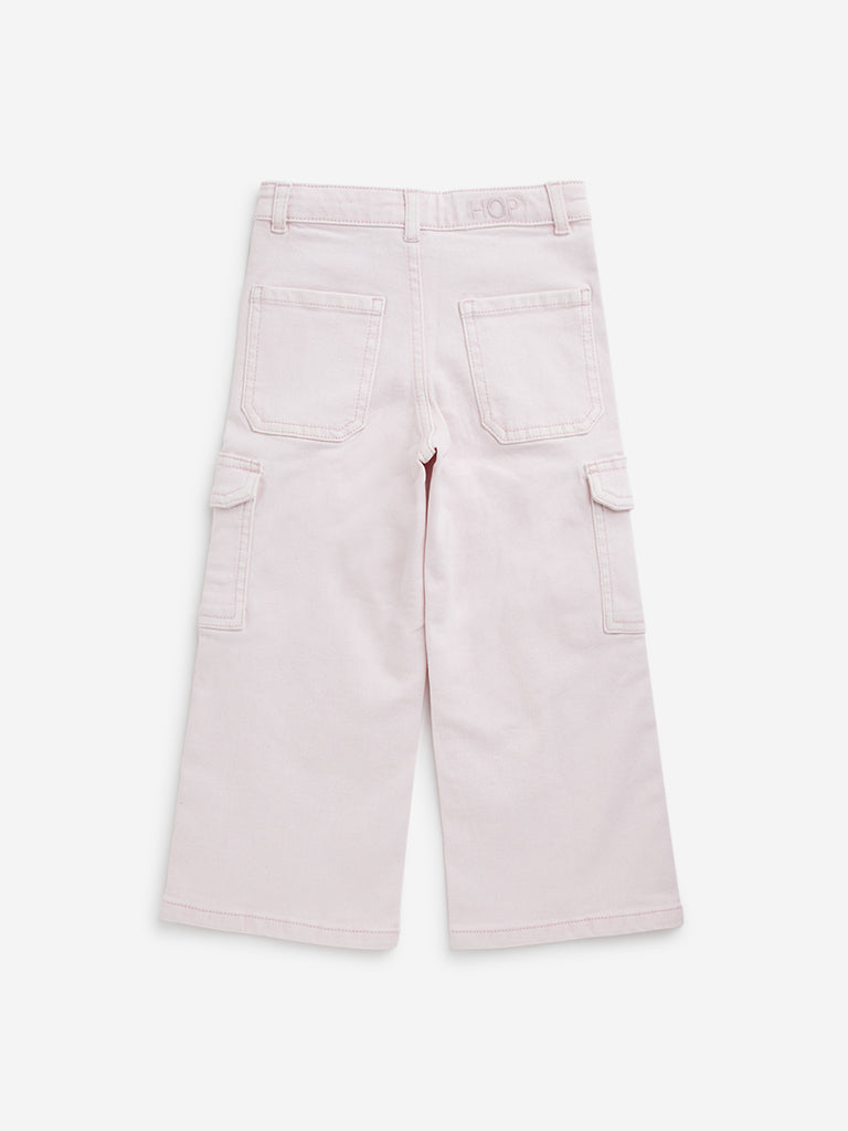 HOP Kids Light Pink Cargo-Style Relaxed - Fit Mid - Rise Jeans