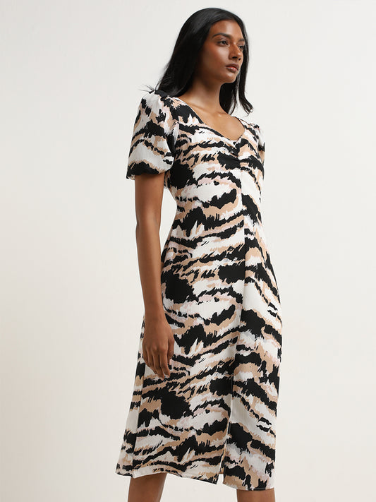 Wardrobe Multicolour Abstract Print A-Line Dress