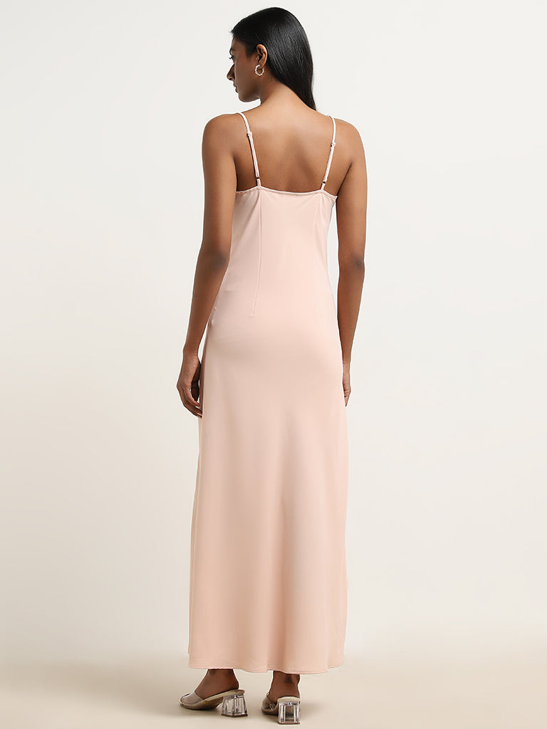 Wardrobe Peach Slit-Detailed Straight Dress