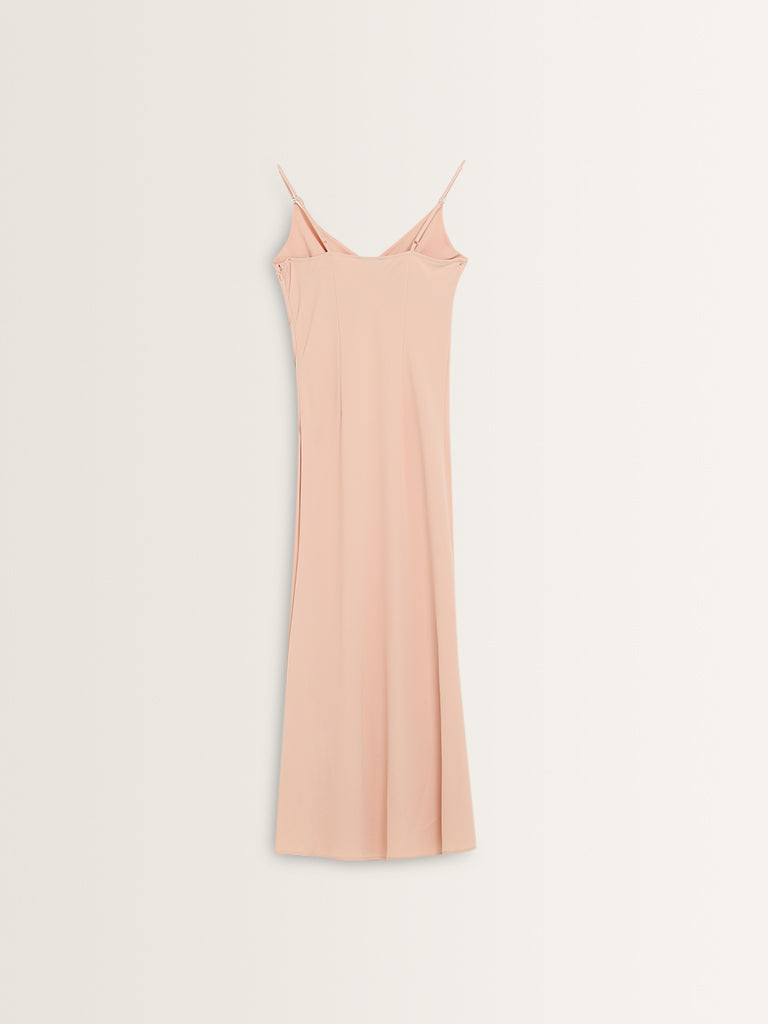 Wardrobe Peach Slit-Detailed Straight Dress