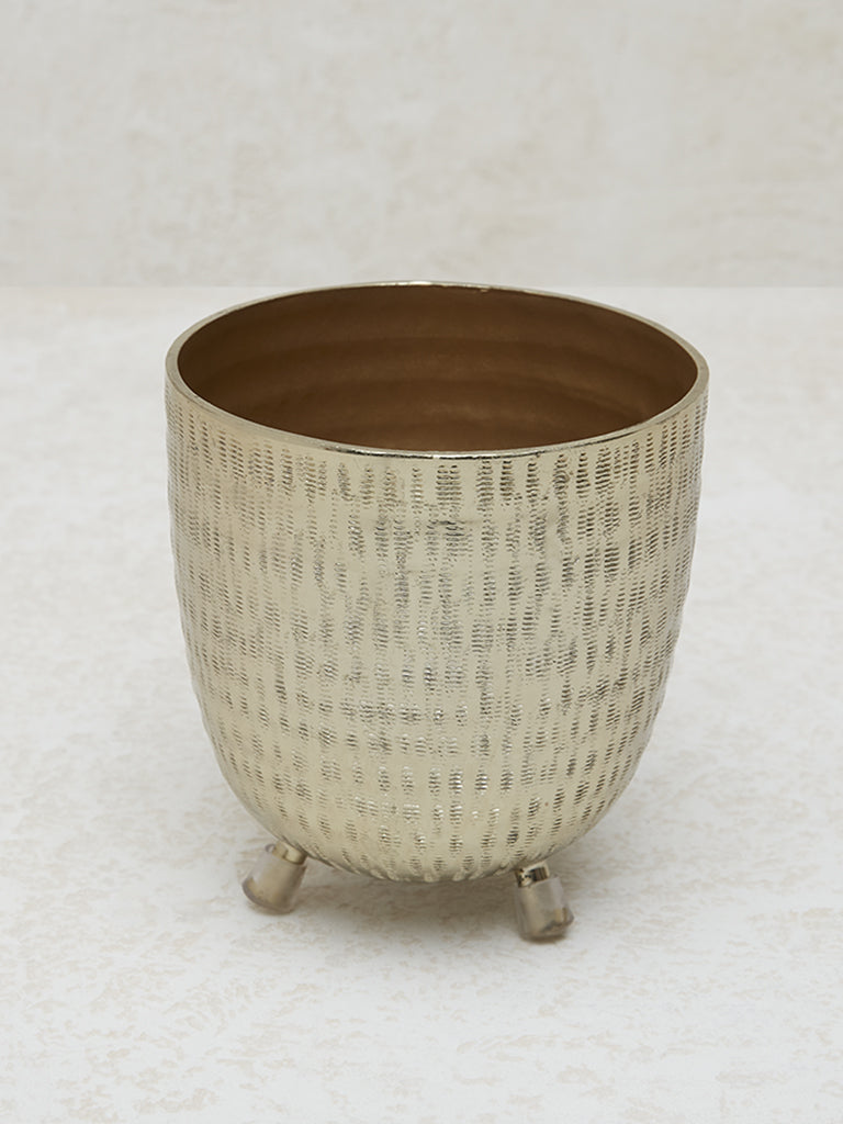 Westside Home Gold Textured Planter with Feet - Small