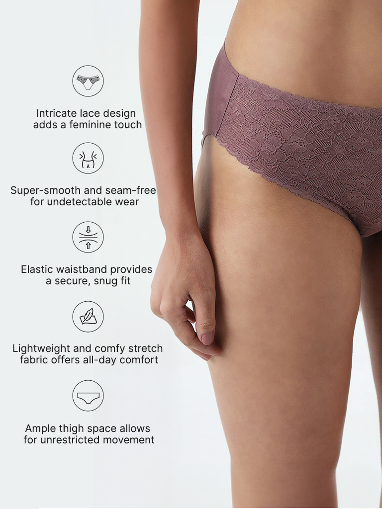 Wunderlove Light Mauve Lace Invisible Seam-Free Brief