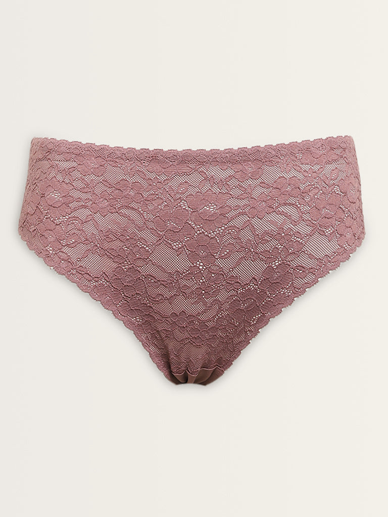 Wunderlove Light Mauve Lace Invisible Seam-Free Brief