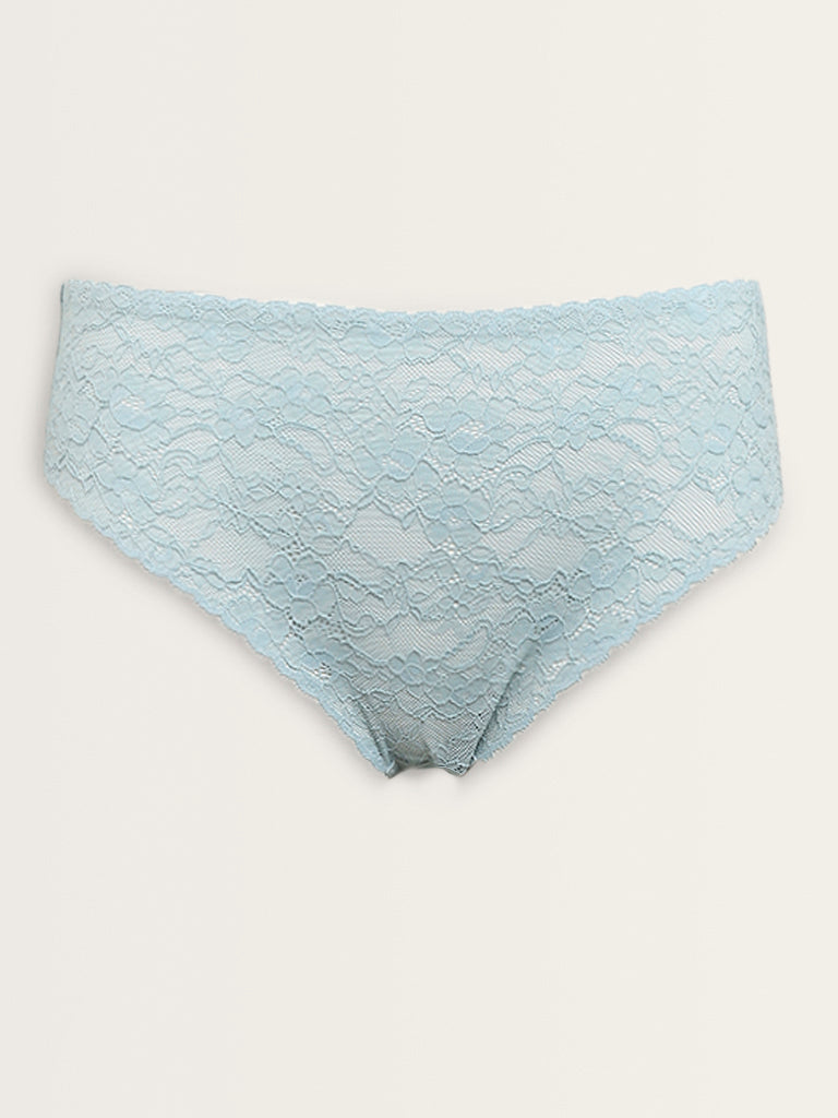 Wunderlove Aqua Invisible Lace Hi-Leg Brief