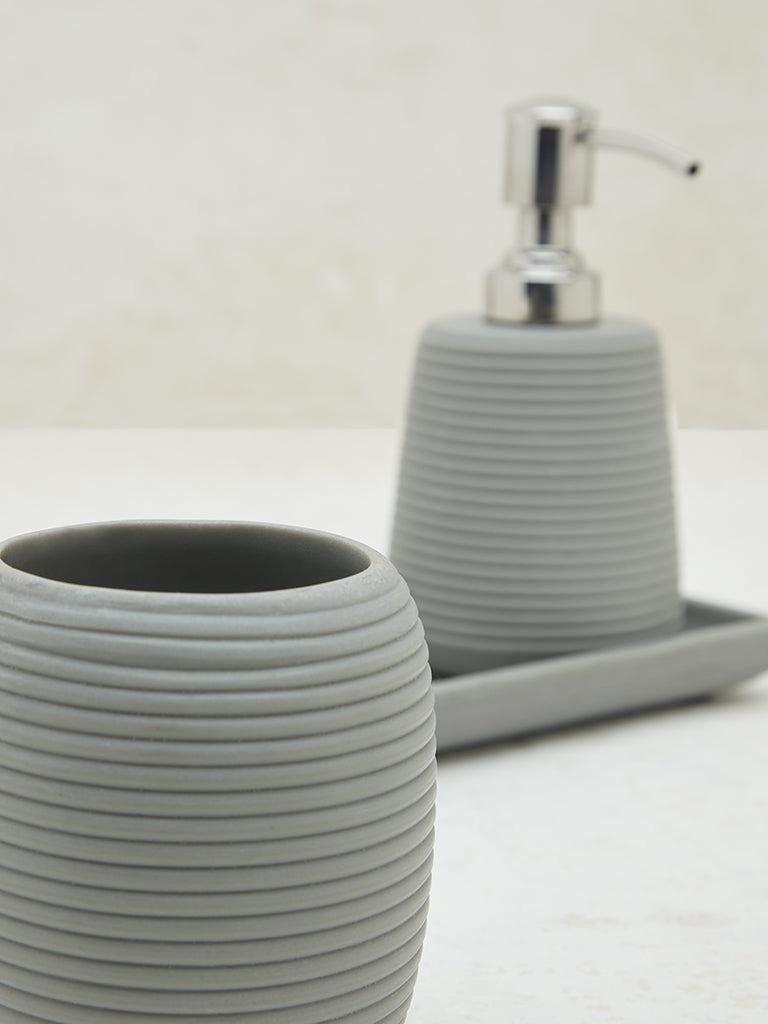 Westside Home Grey Ribbed Textured Bathroom Accessory Set