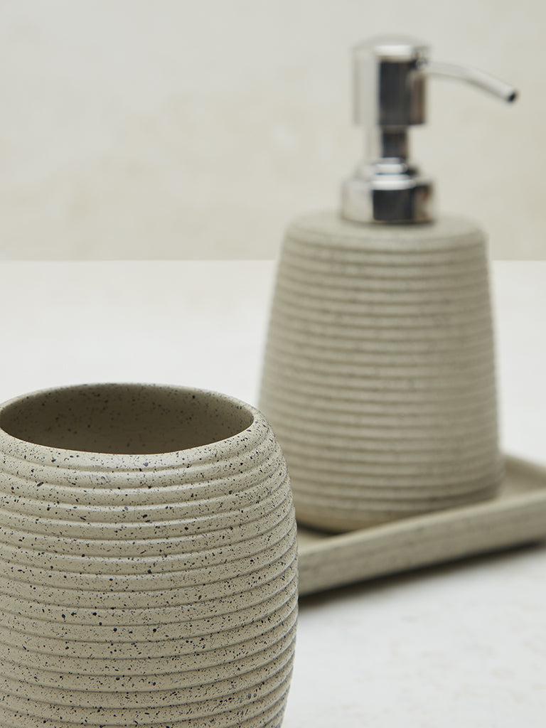 Westside Home Beige Ribbed Textured Bathroom Accessory Set